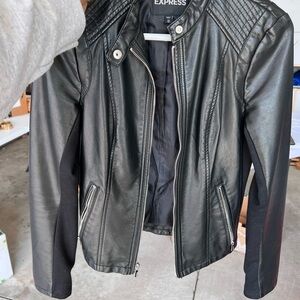 Express Black Quilted Leather Motorcycle Jacket